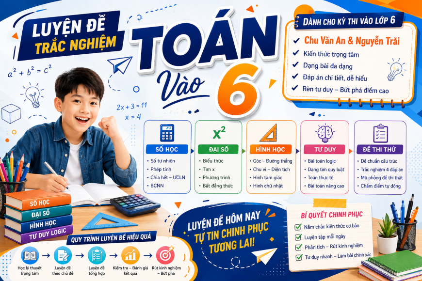 LUYỆN ĐỀ TRẮC NGHIỆM VÀO 6 NGUYỄN TRÃI